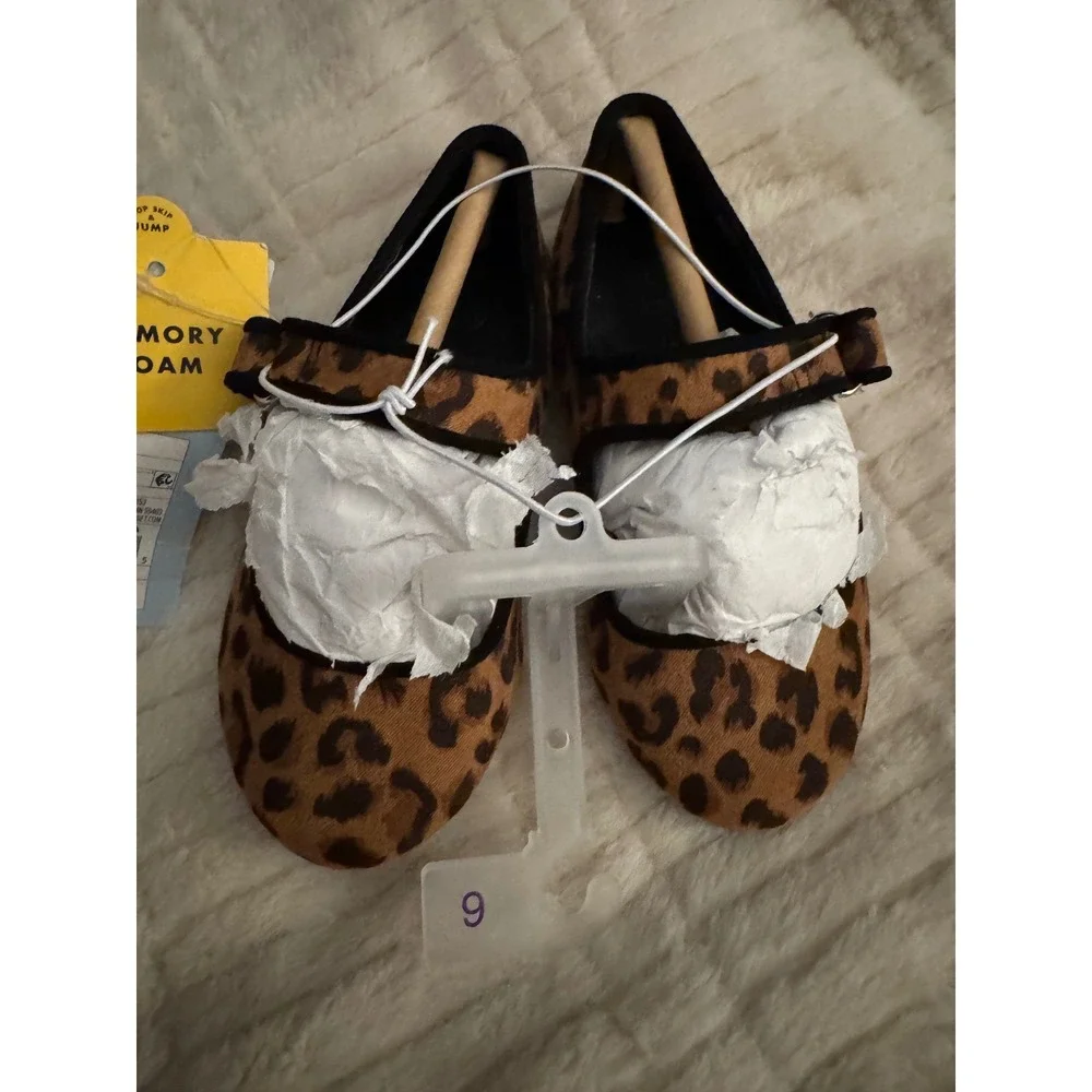 Cat & Jack Toddler Girls Addy Leopard Print Mary Jane Flats Tan Size 6 NWT